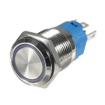 Кнопка антивандальная с фиксацией и подсветкой D=16mm 12-24V зеленая