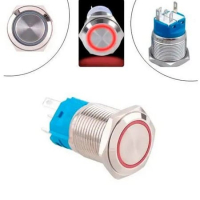 Кнопка антивандальная LA128-12A D=12mm 3V с фиксацией красная