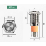 Кнопка антивандальная D=16mm 6V с фиксацией с подсветкой 15А зеленая
