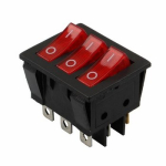 Переключатель клавишный KCD3-302N 9pin с красной подсветкой
