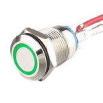 Кнопка антивандальная без фиксации LA128-12A D=12mm 3V зеленая