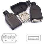 Гнездо USB-A-01/T на кабель пластиковое черное