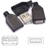 Гніздо USB-A-01/T на кабель пластикове чорне